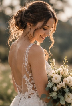 KI-Platzhalter: Braut mit Blumen