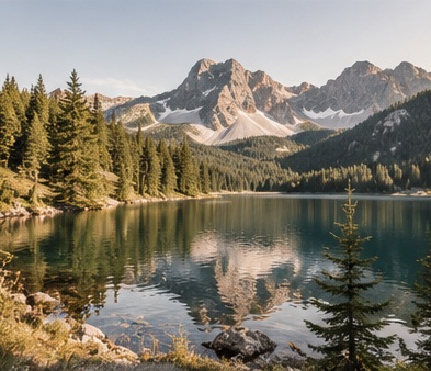 KI-Platzhalter: Landschaft mit Bergsee